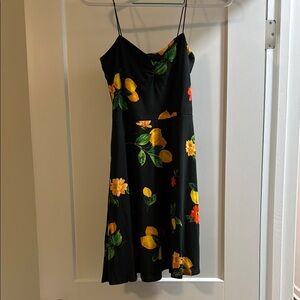 Floral Black Dress with Lemon Print